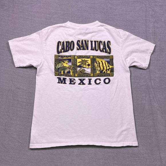 Yazbek Other - YAZBEK Mens Medium Cabo San Lucas Mexico Graphic T Shirt Heavy Weight White